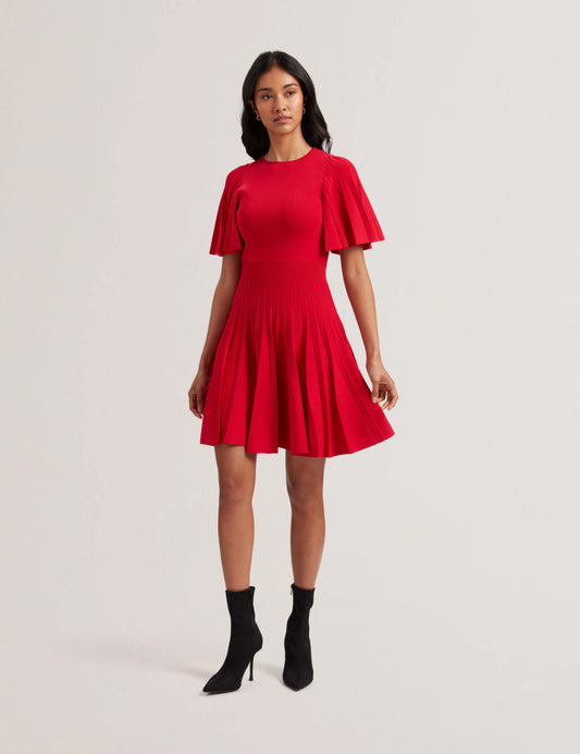Womens ALENHA-Knitted Angel Sleeve Mini Dress
