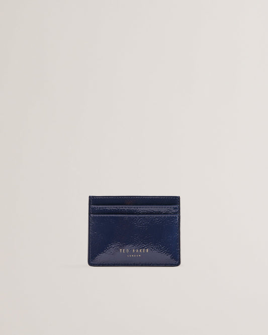Women's Roseya-Crinkle Leather Card Holder Dk-Blue
