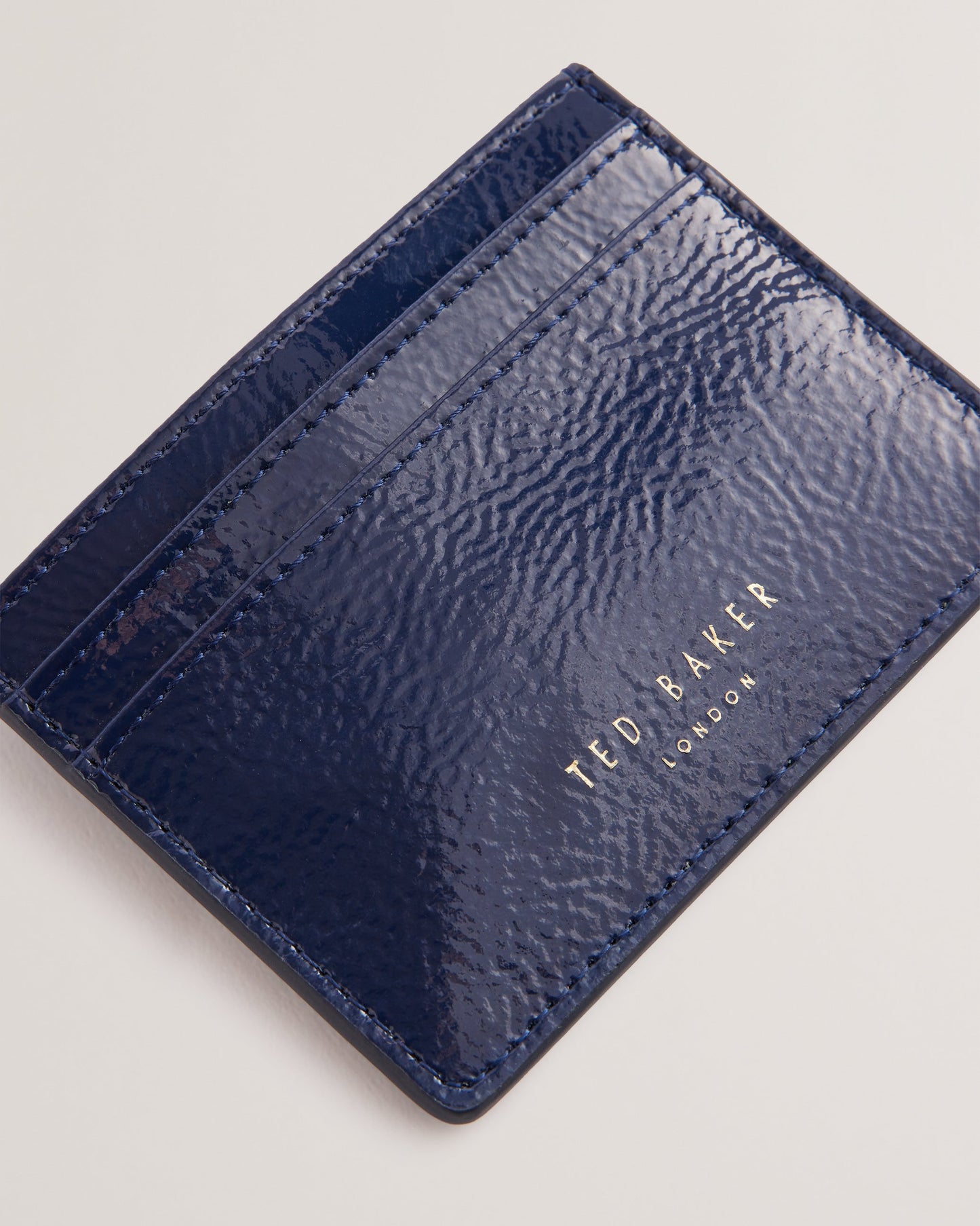 Women's Roseya-Crinkle Leather Card Holder Dk-Blue