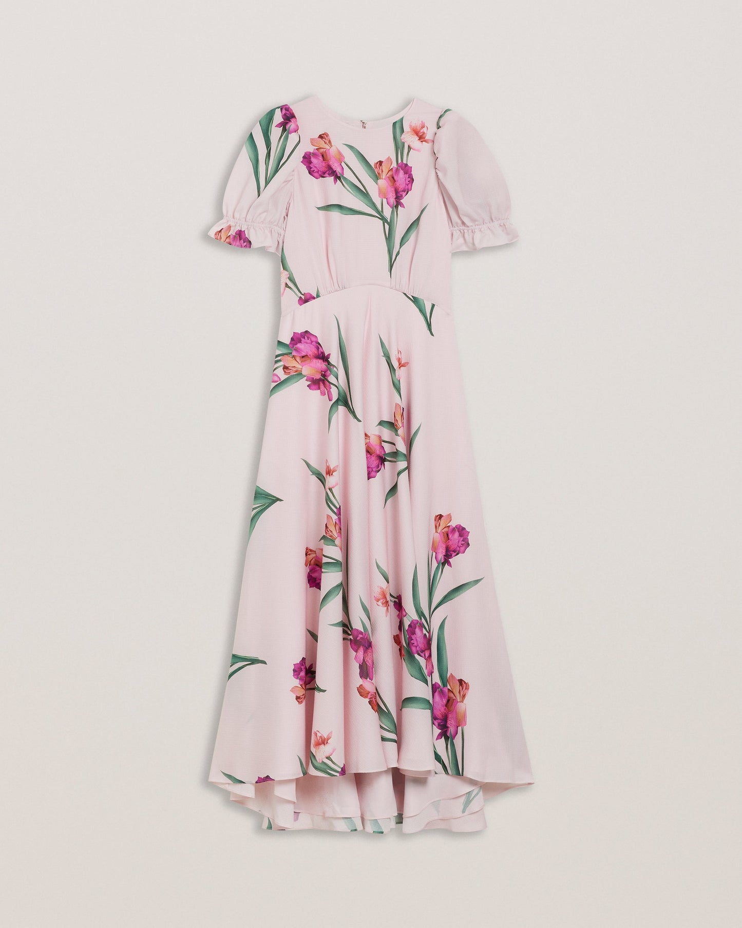 Women's Meriel-Midi Tea Dress With Puff Sleeves Lt-Pink