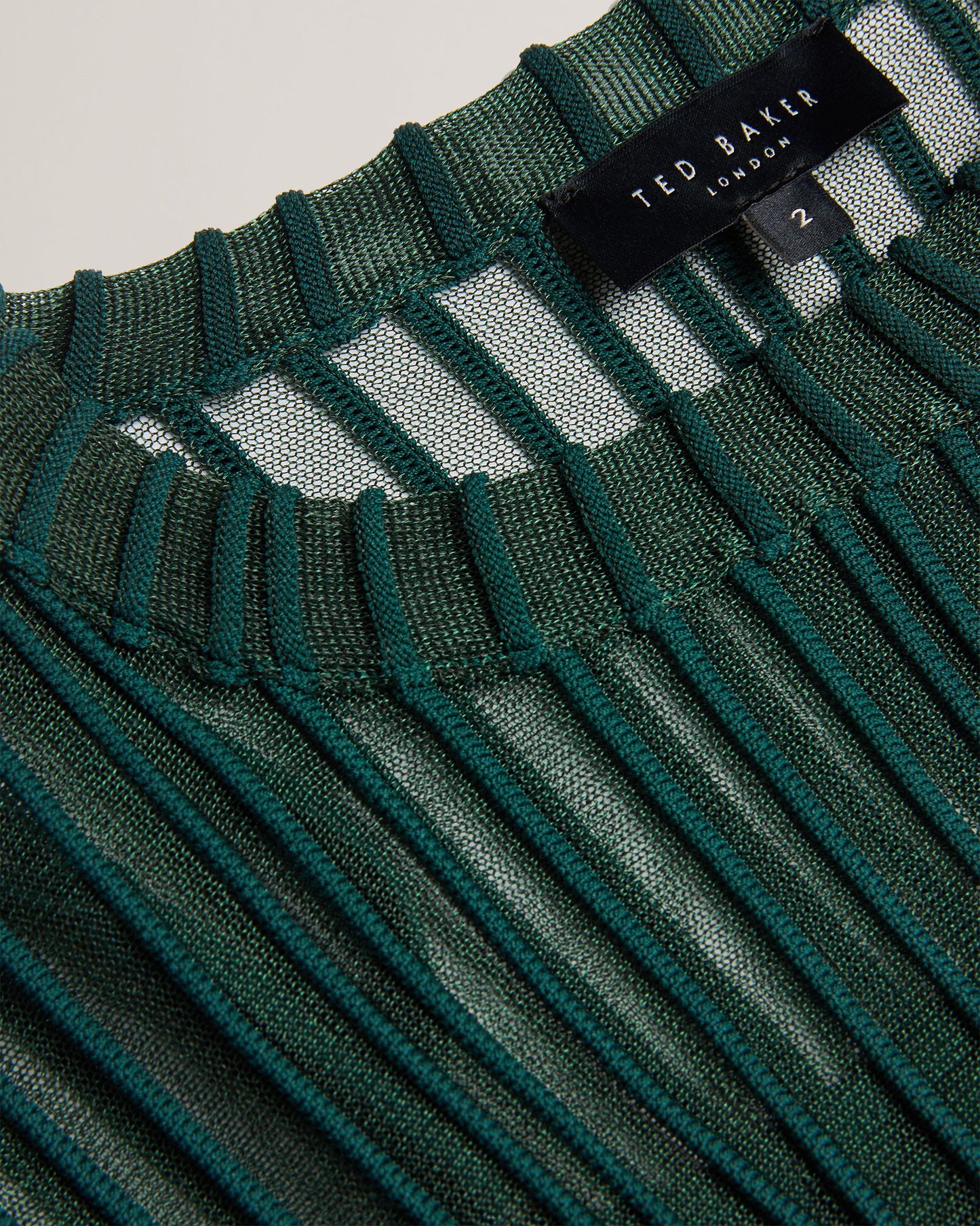 Women's Nellay-Sheer Striped Engineered Knit Sweater Dk-Green