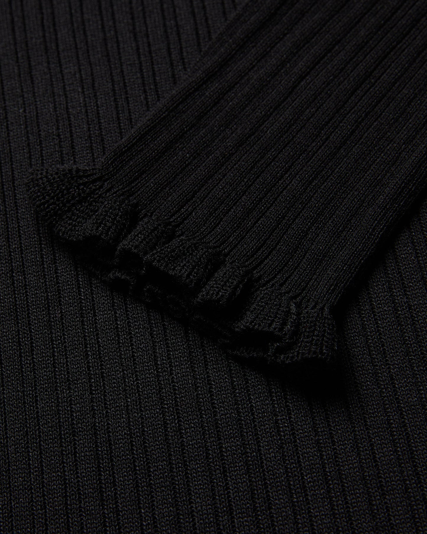 Women's Janittt-Rib Funnel Neck Frill Jumper Black