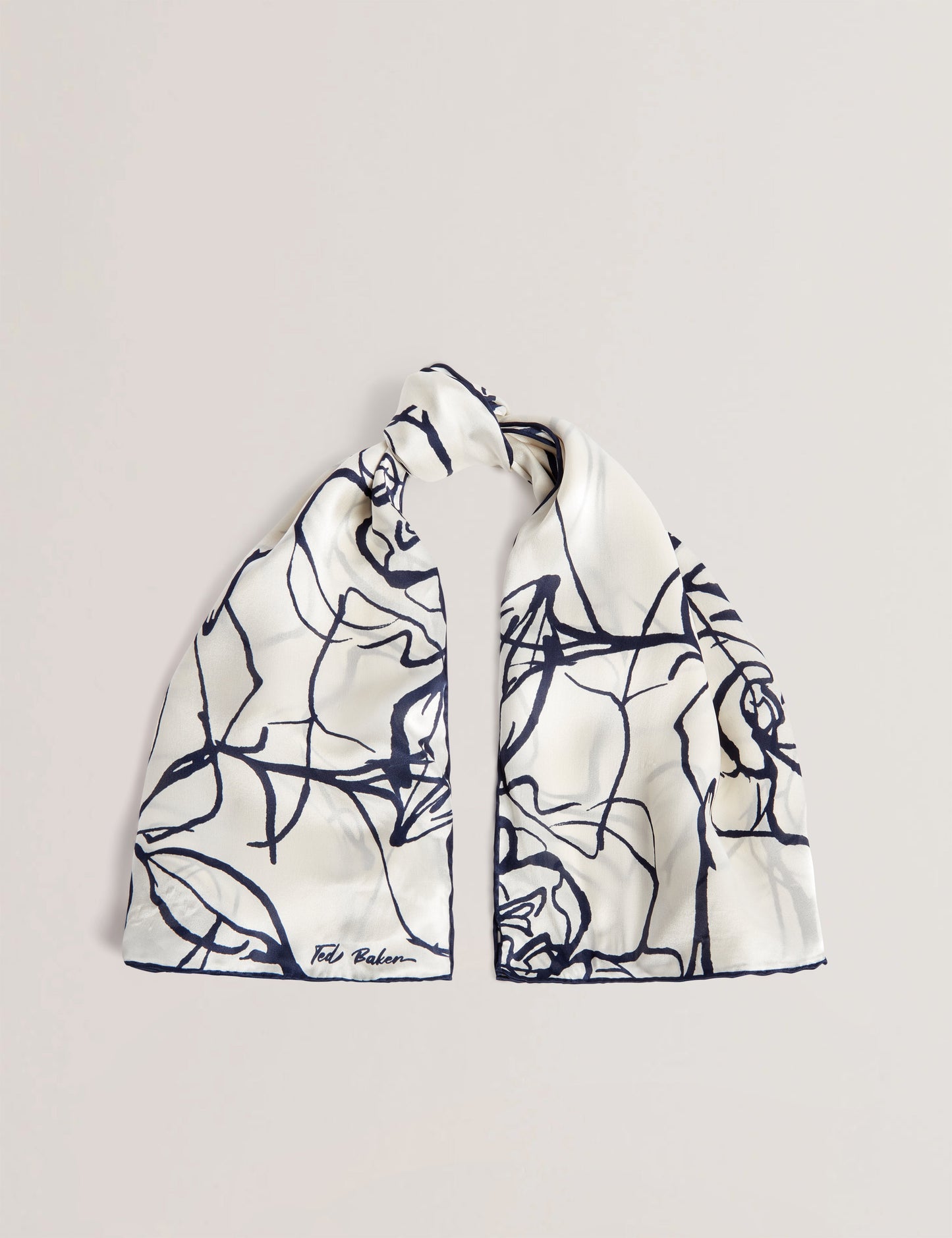Women's DENNISE-Linear Rose Silk Square Scarf
