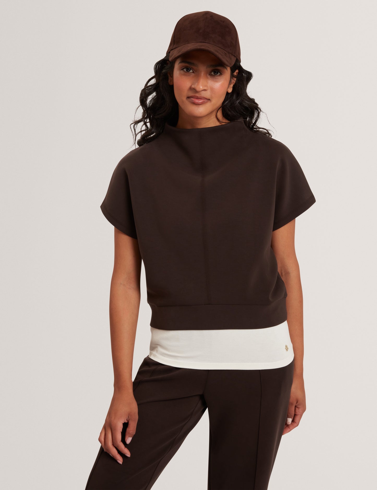 HALIYY: Cupro Funnel Neck Sweat Tee