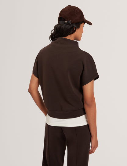 HALIYY: Cupro Funnel Neck Sweat Tee