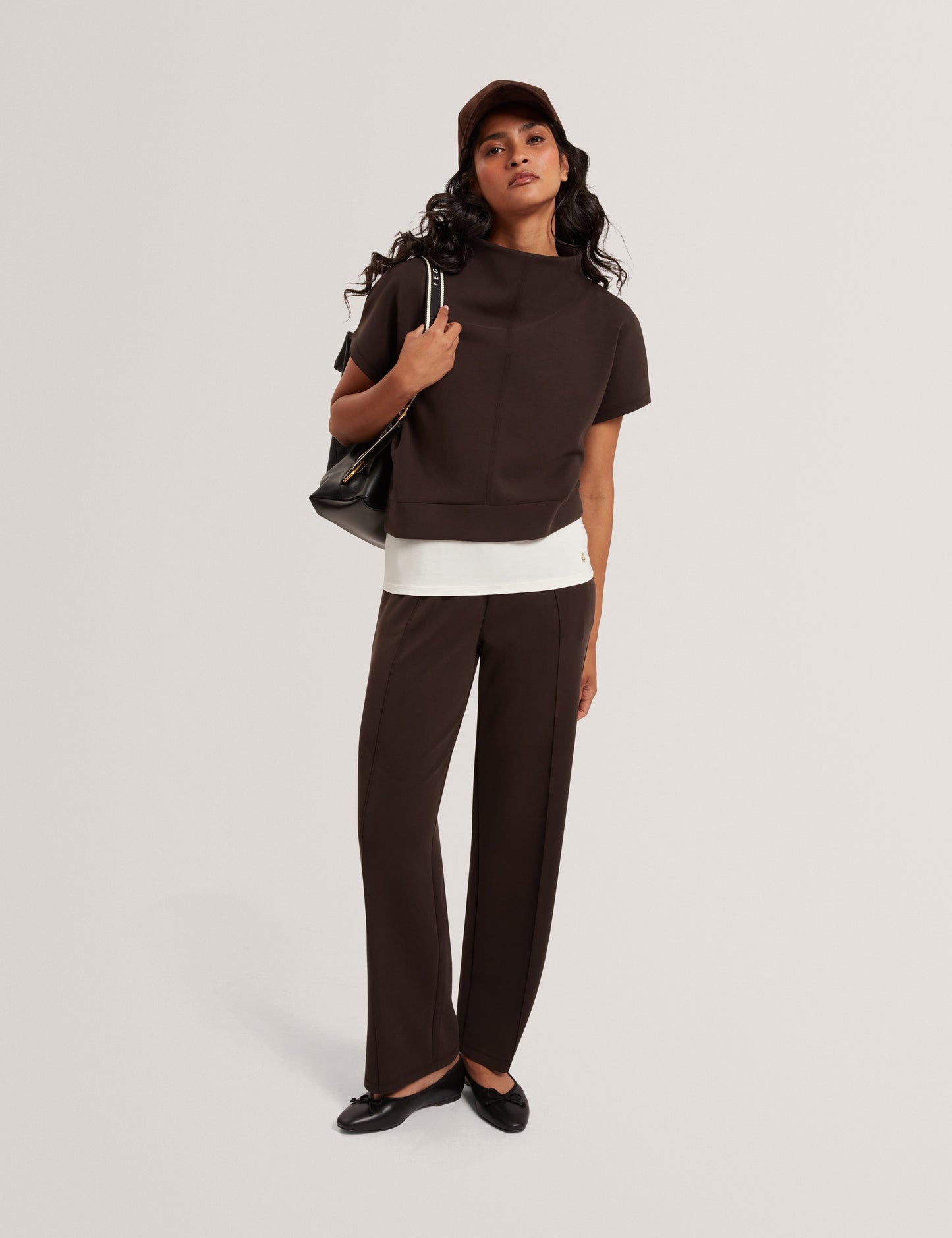 HALIYY: Cupro Funnel Neck Sweat Tee