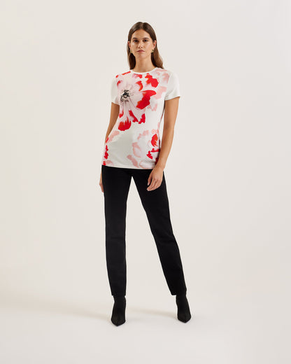 Women's Sindhaa-Printed Short Sleeve Fitted Tee Ivory