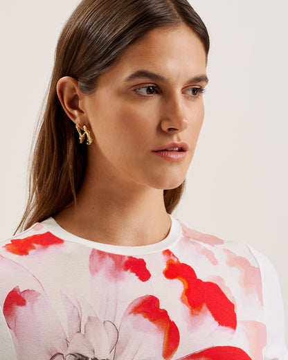 Women's Sindhaa-Printed Short Sleeve Fitted Tee Ivory