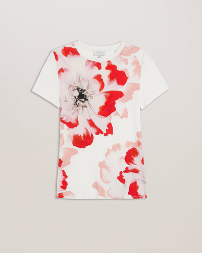 Women's Sindhaa-Printed Short Sleeve Fitted Tee Ivory