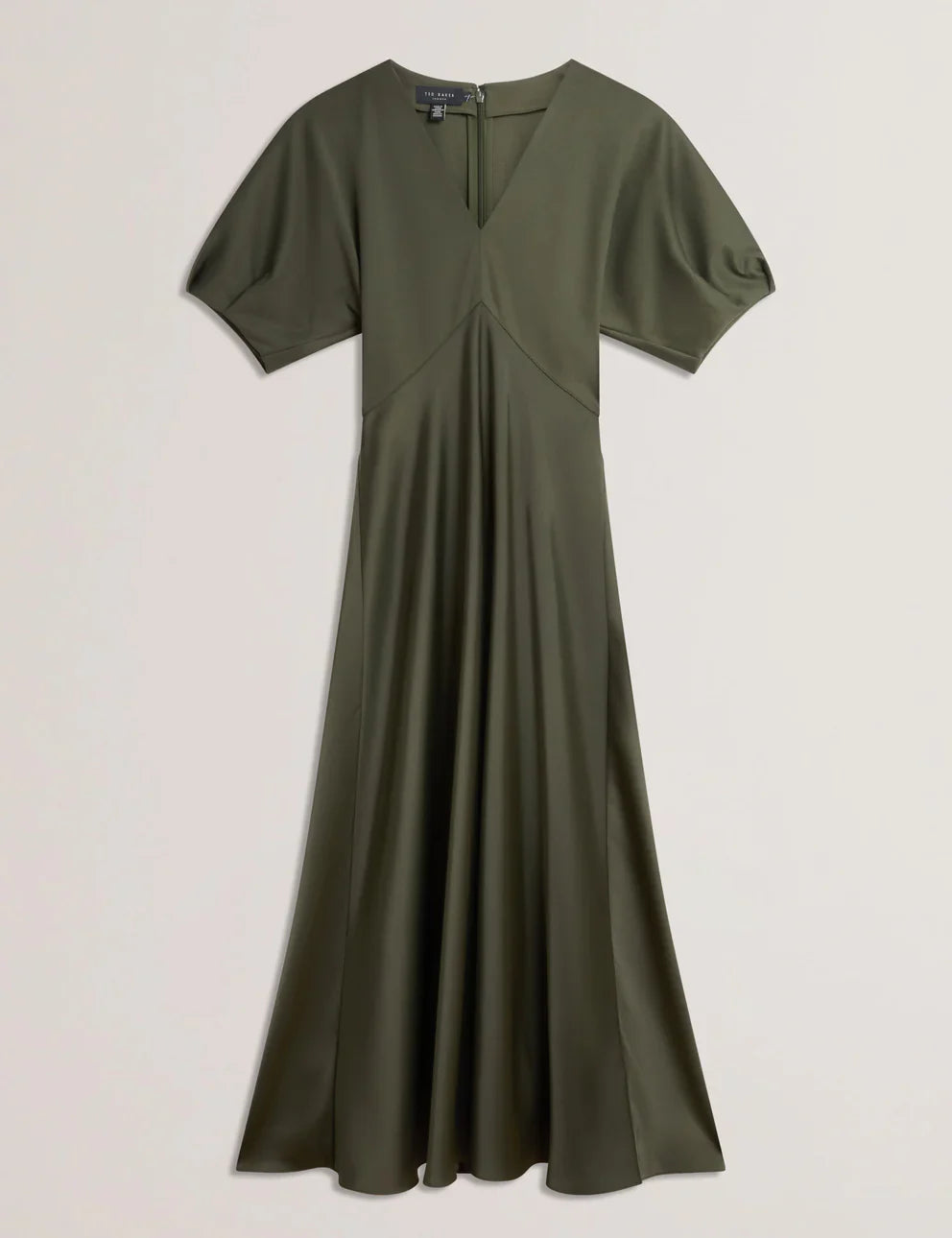 Women's EDULIS-Ponte Bodice Satin Skirt Midi Dk-Green