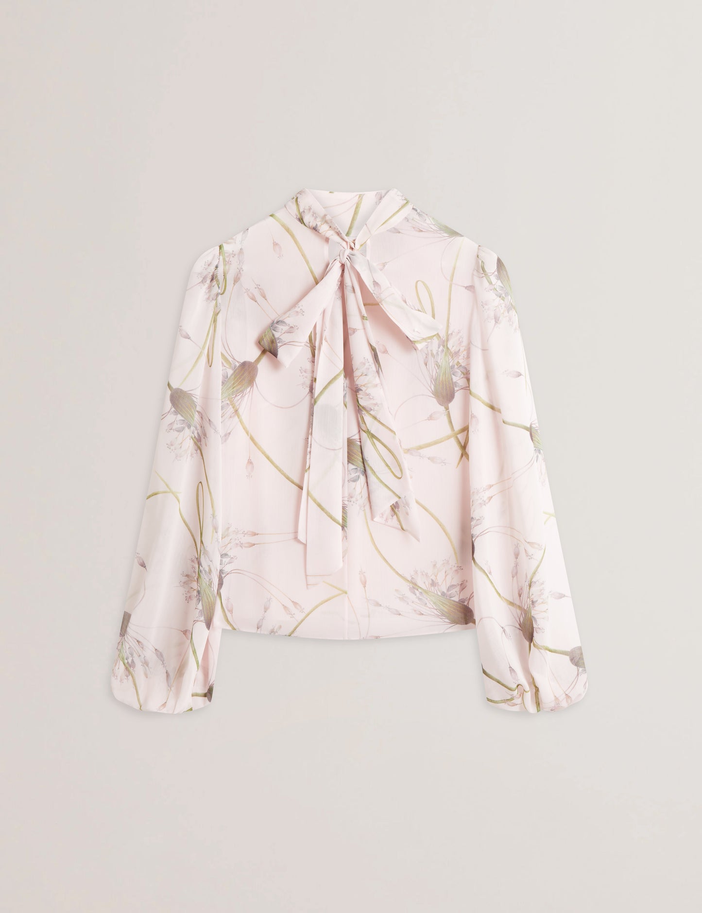 Women's ALATI-Printed Tie Neck Long Sleeve Blouse