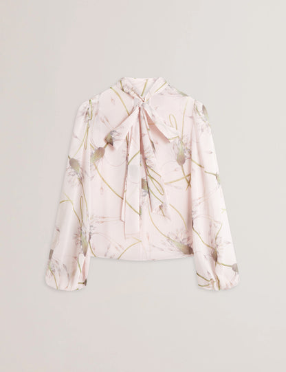 Women's ALATI-Printed Tie Neck Long Sleeve Blouse