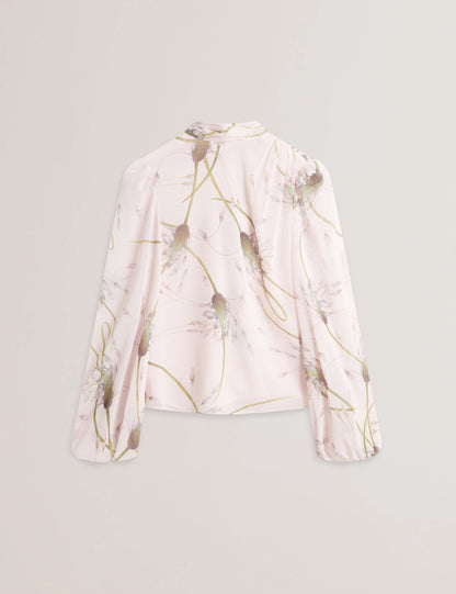 Women's ALATI-Printed Tie Neck Long Sleeve Blouse
