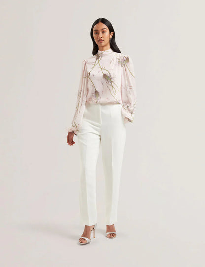 Women's ALATI-Printed Tie Neck Long Sleeve Blouse