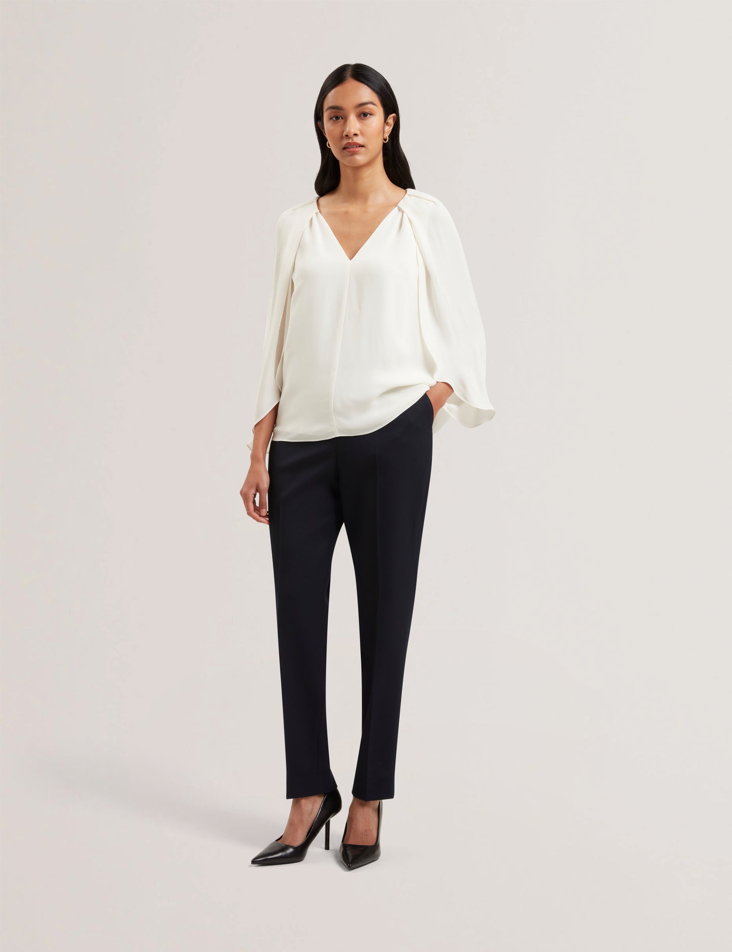 Women's EVROS-V-neck Capelet Sleeve Blouse