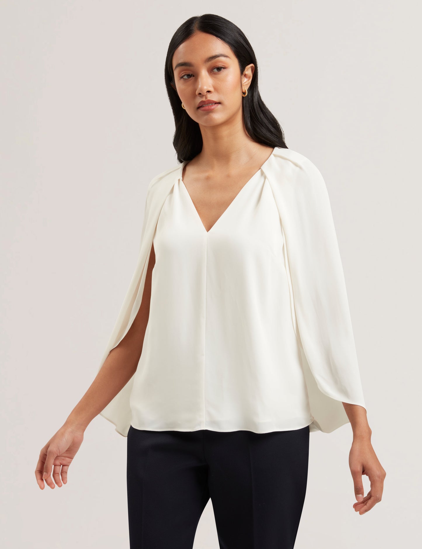 Women's EVROS-V-neck Capelet Sleeve Blouse