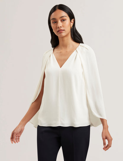 Women's EVROS-V-neck Capelet Sleeve Blouse