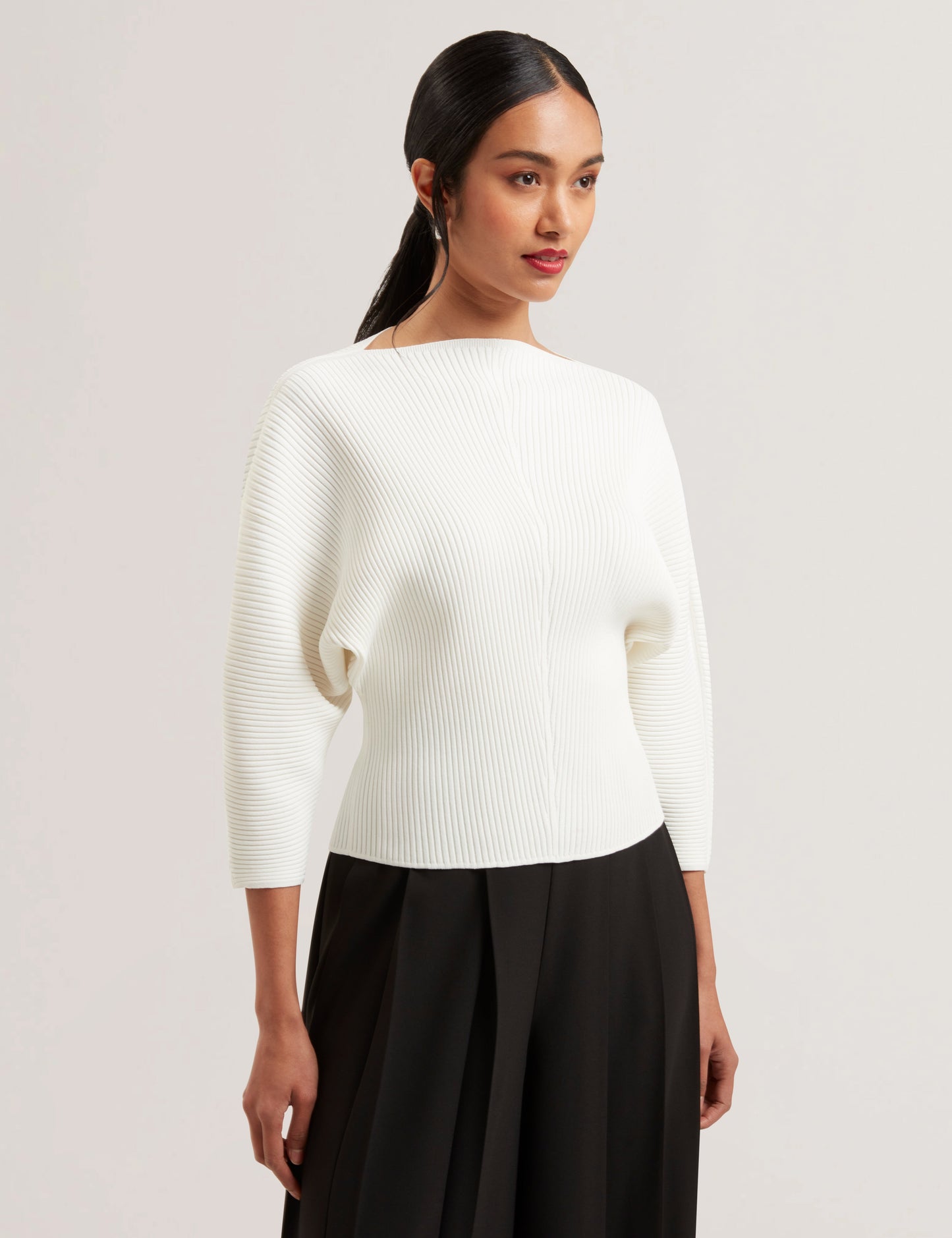 Womens LILABTH-Sculptured Rib Sweater Ivory