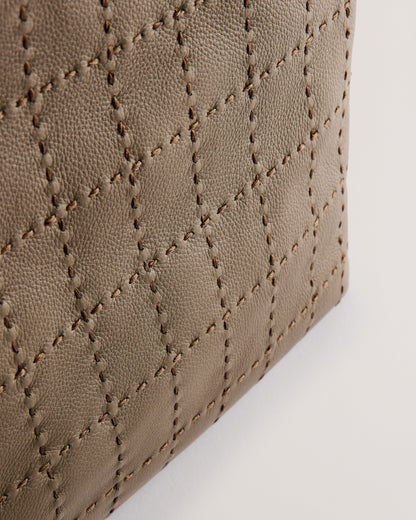 Women's Stalie-Checked Stitch Detail Tote Bag Khaki