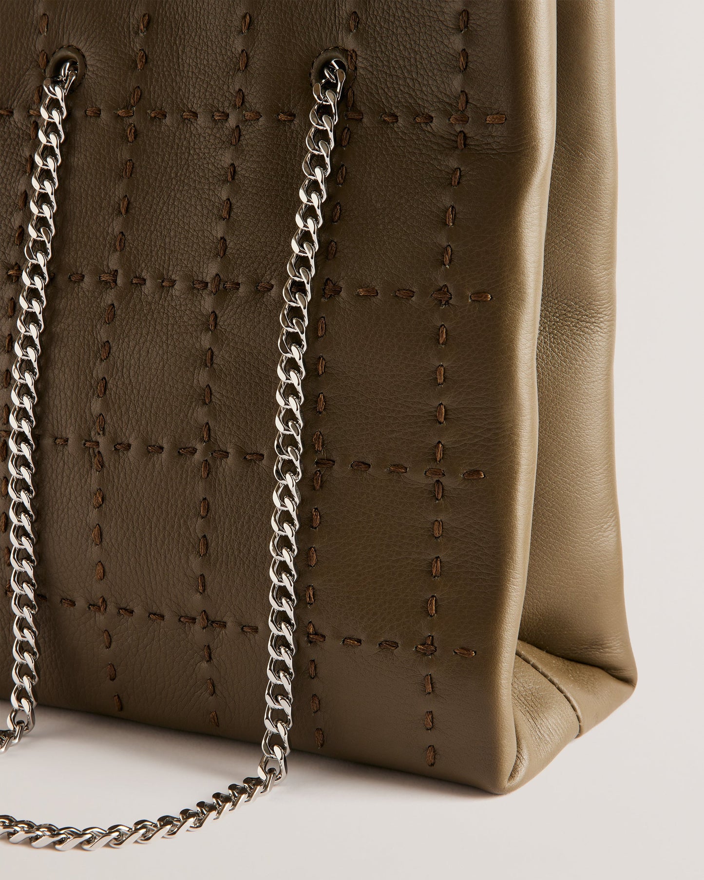 Women's Stalia-Checked Stitch Detail Small Bag Khaki