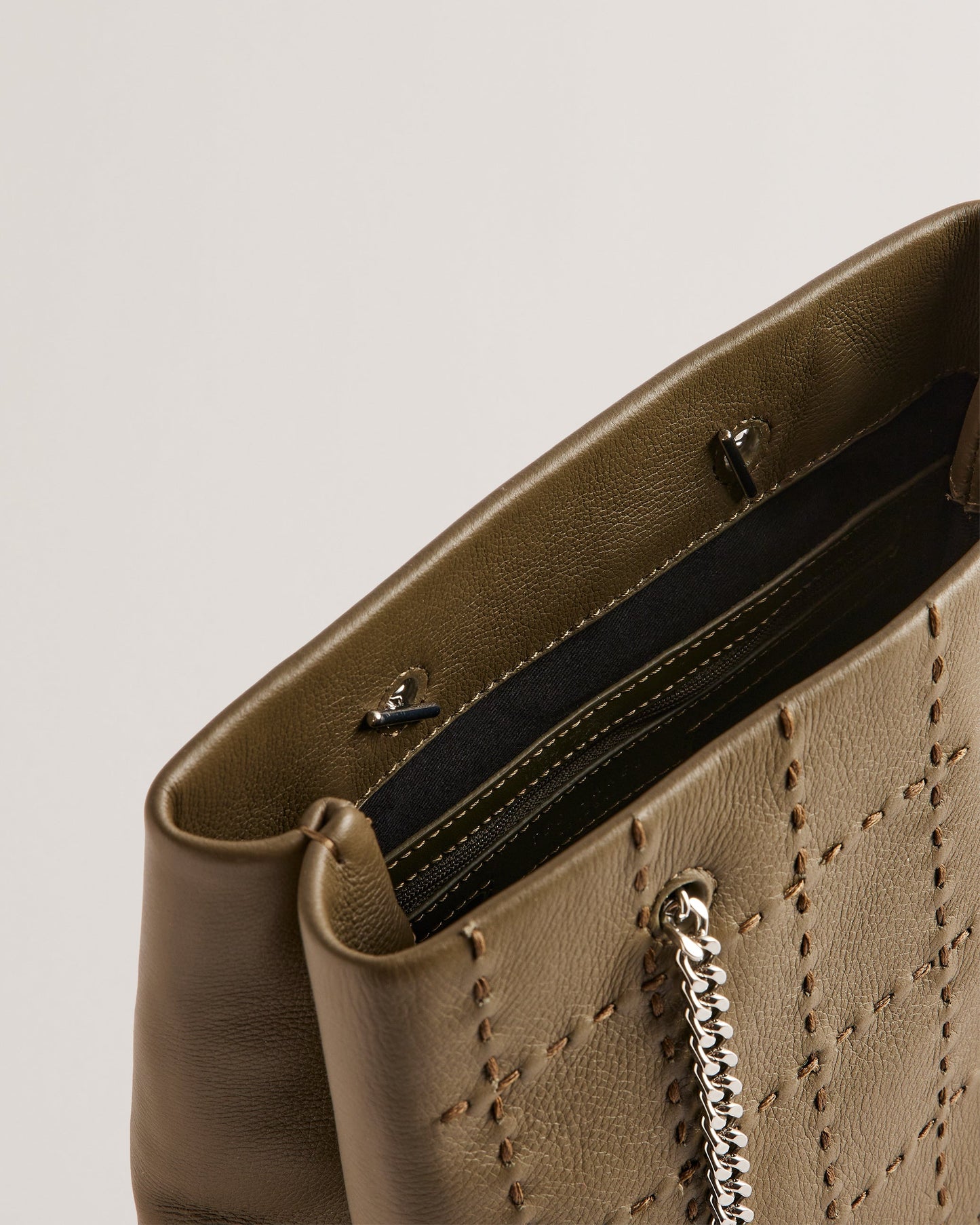Women's Stalia-Checked Stitch Detail Small Bag Khaki