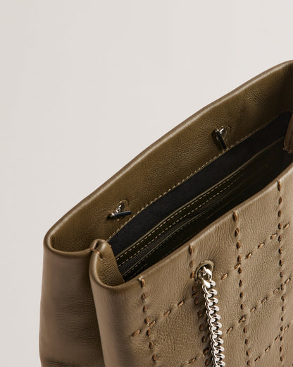 Women's Stalia-Checked Stitch Detail Small Bag Khaki