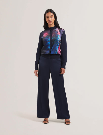 Women's PAULEAN-Woven Front Knitted Cardigan