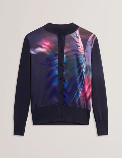 Women's PAULEAN-Woven Front Knitted Cardigan
