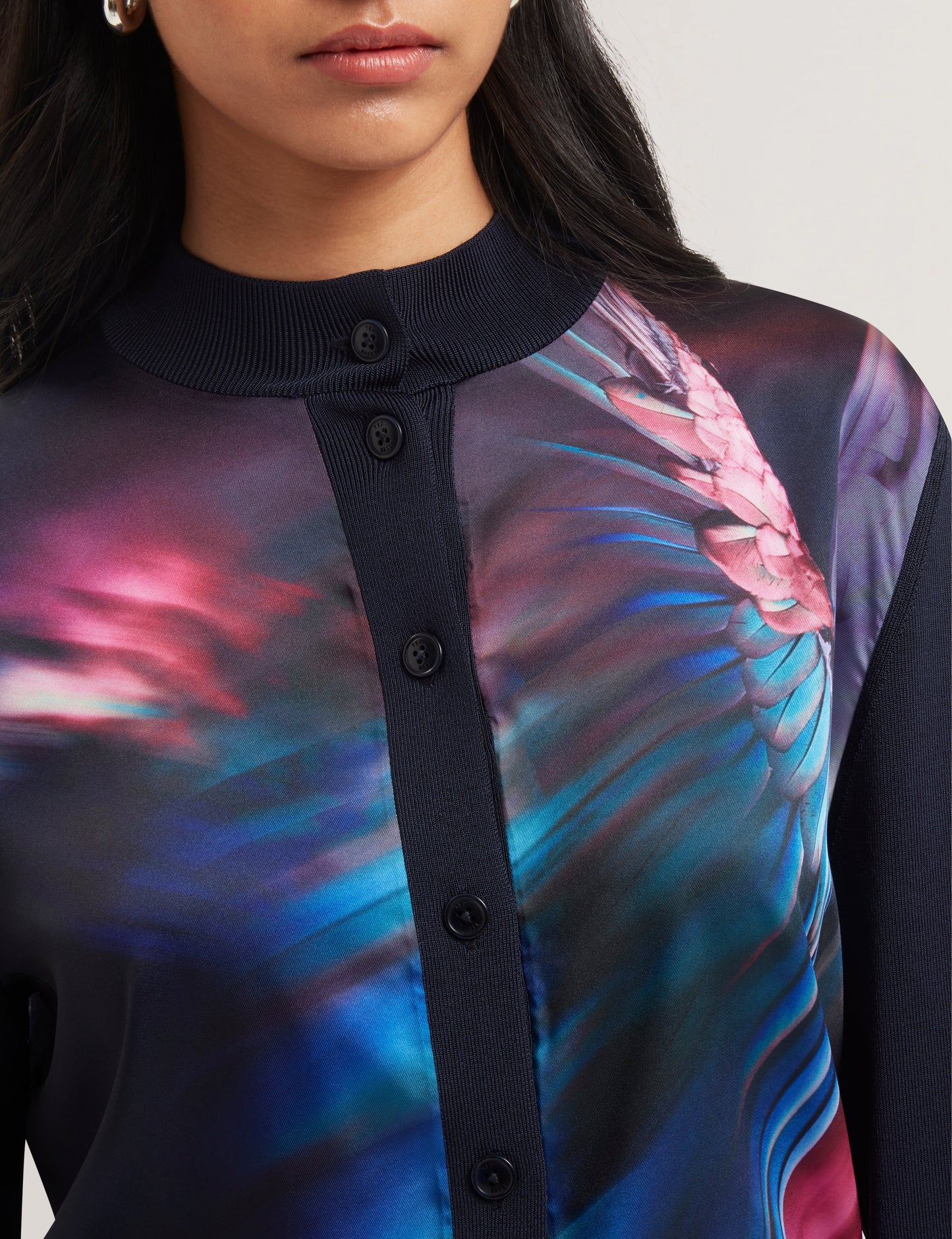 Women's PAULEAN-Woven Front Knitted Cardigan