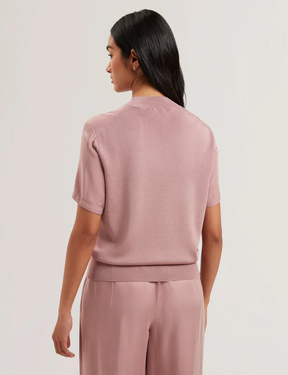 Women's ANYAAA-Cupro Woven Front Short Sleeve Tee
