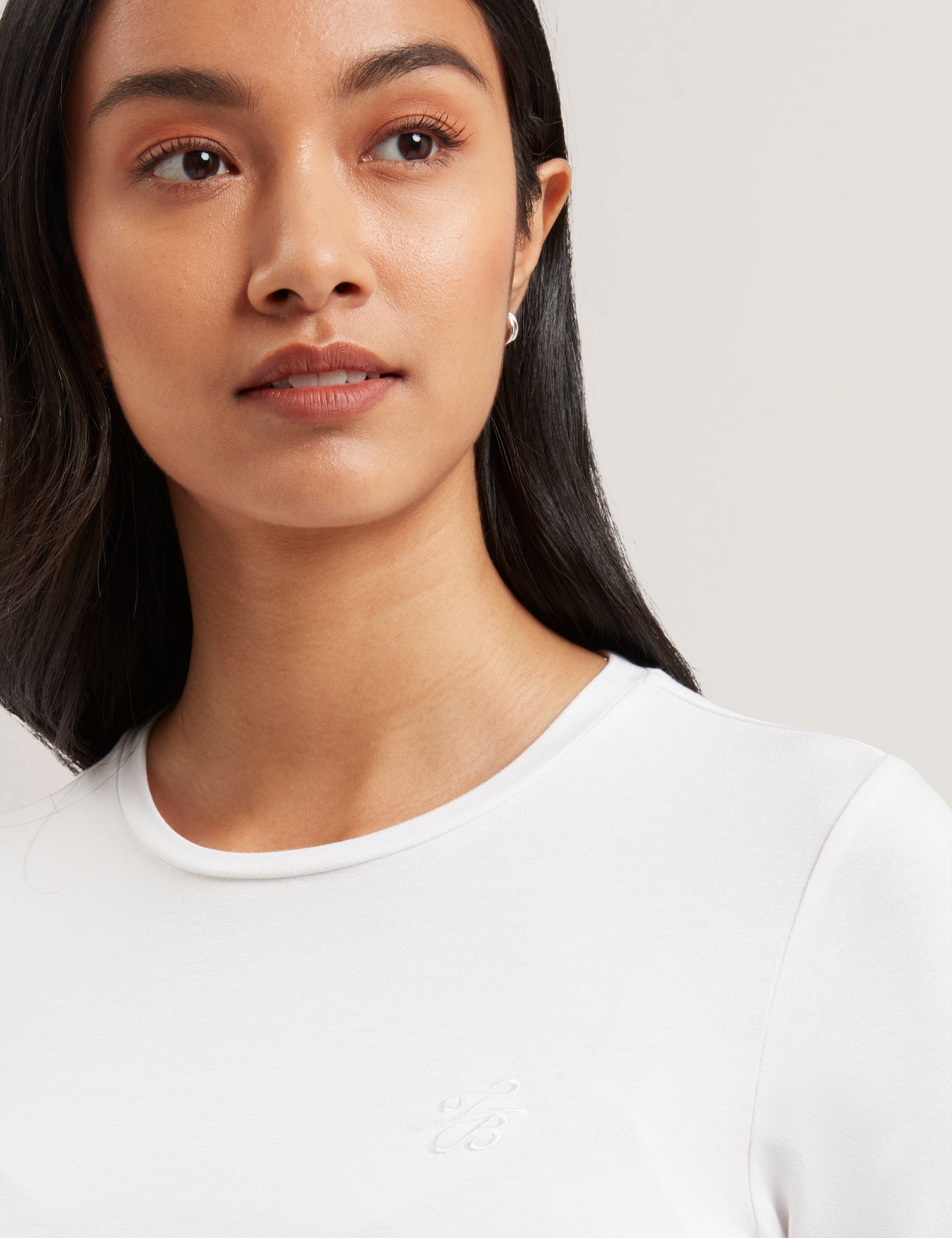Womens CASY-Fitted Half Sleeve Chest Branded Tee Petal