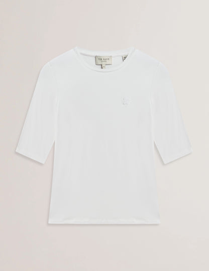 Womens CASY-Fitted Half Sleeve Chest Branded Tee Petal