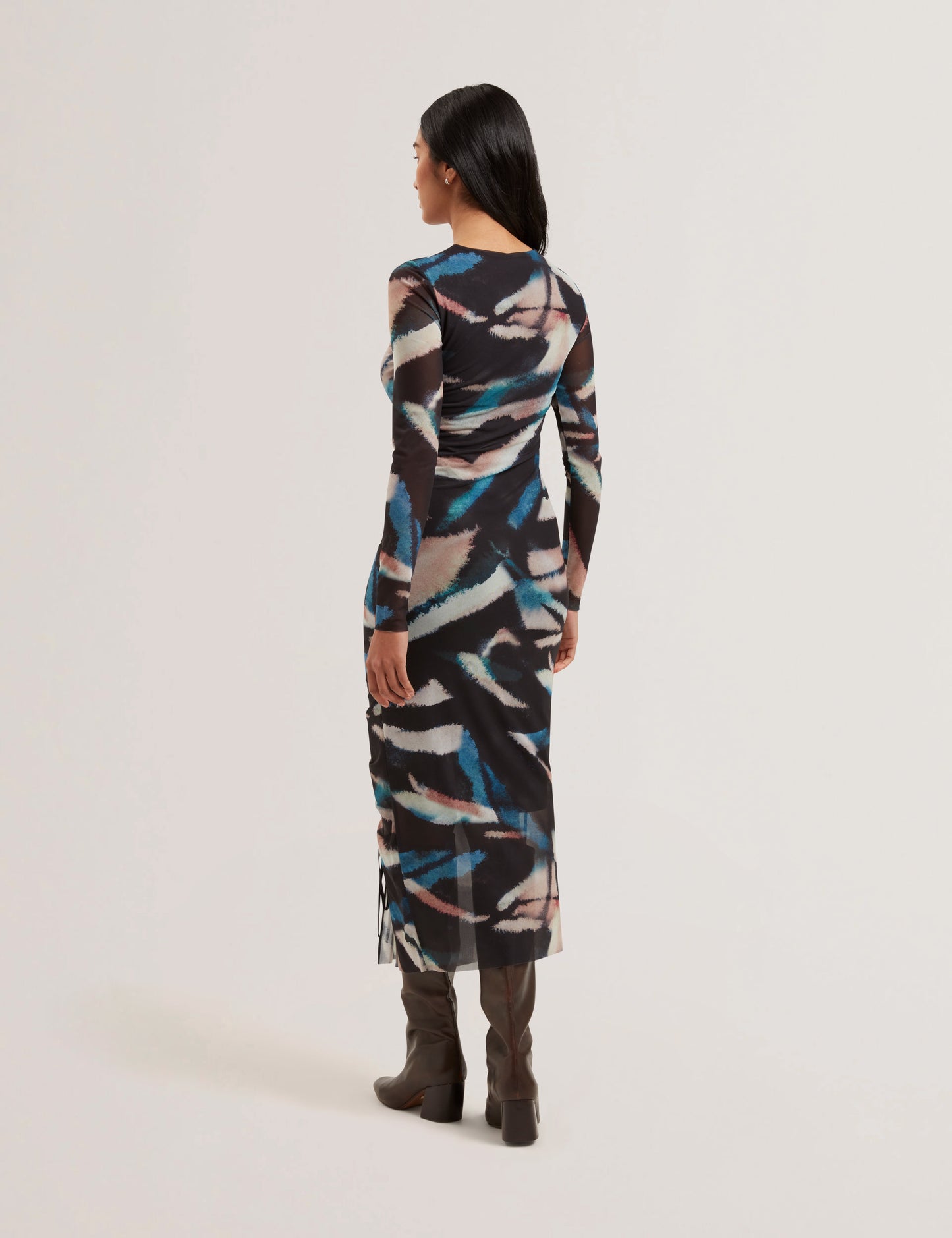 Women's ELLYLOU-Printed Mesh Bodycon Gathere