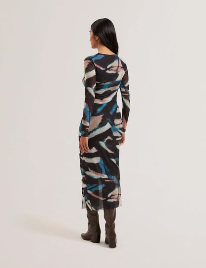 Women's ELLYLOU-Printed Mesh Bodycon Gathere