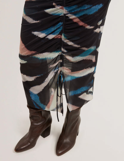 Women's ELLYLOU-Printed Mesh Bodycon Gathere