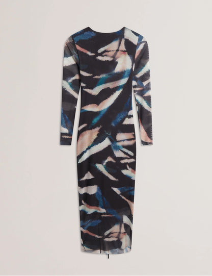 Women's ELLYLOU-Printed Mesh Bodycon Gathere