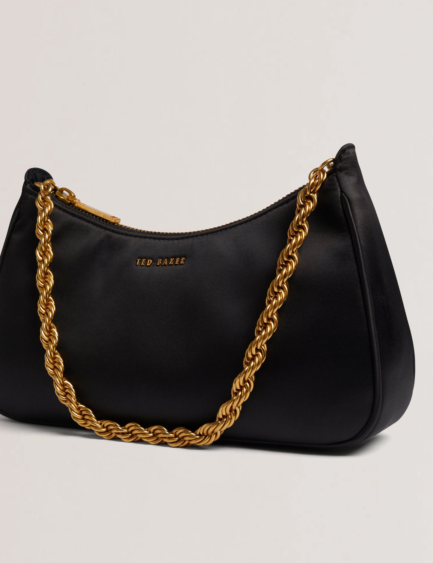 Women's AGNISE-Chain Detail Satin Shoulder Bag Black