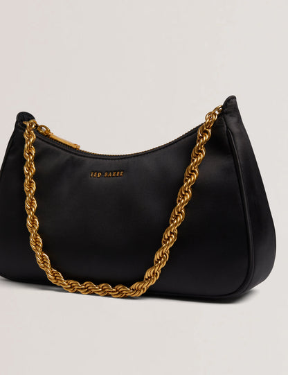 Women's AGNISE-Chain Detail Satin Shoulder Bag Black
