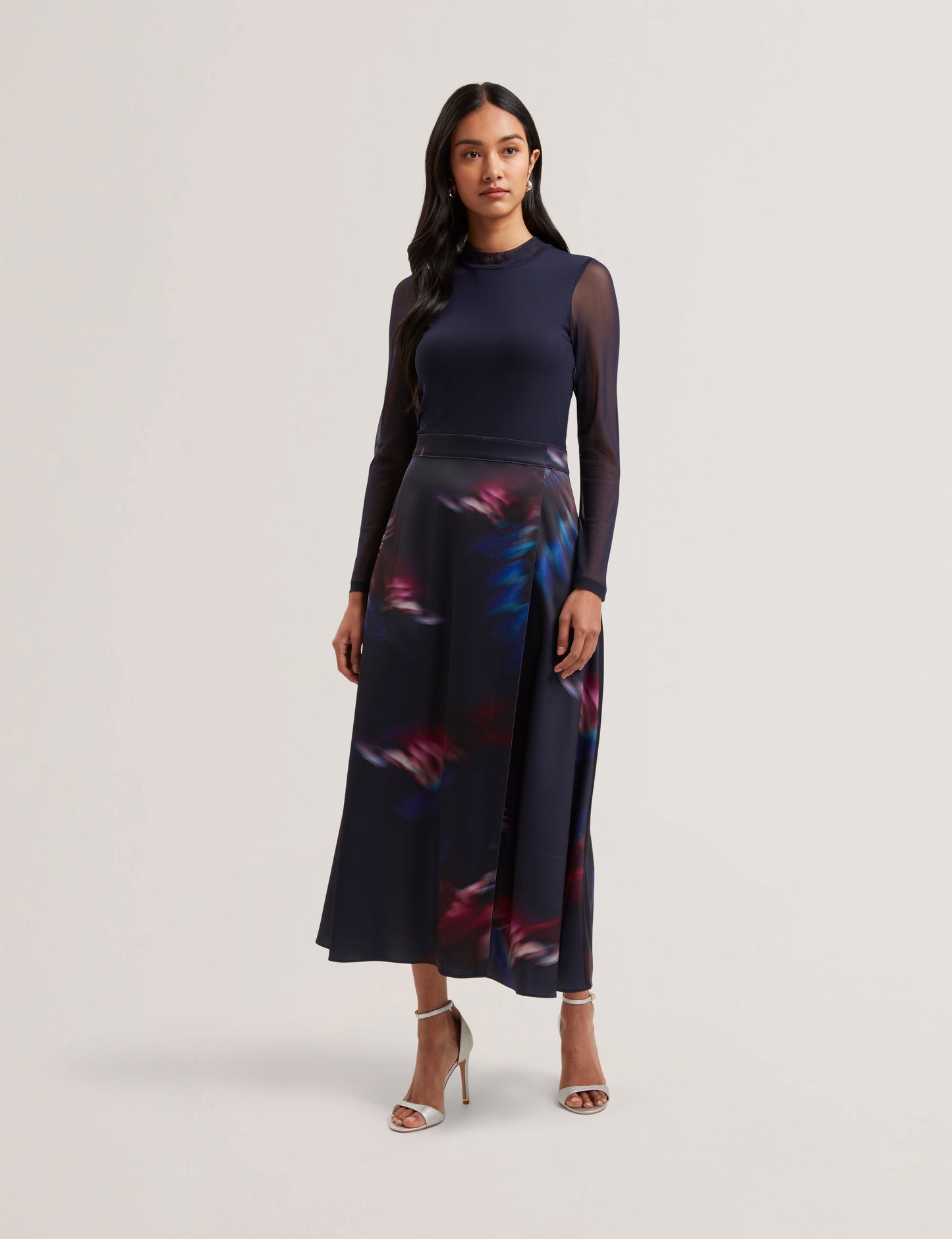 Womens LILABEL-Mesh Top Printed Skirt