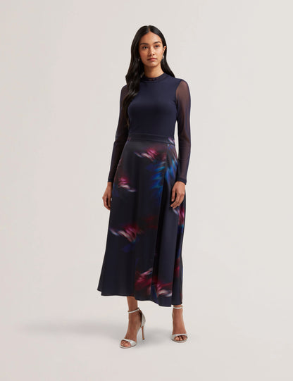Womens LILABEL-Mesh Top Printed Skirt