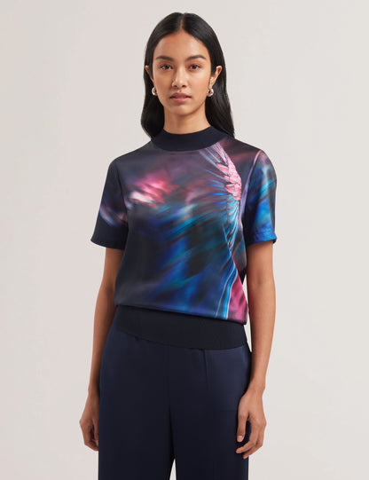 Women's MIMRAA-Woven Front Knitted Tee