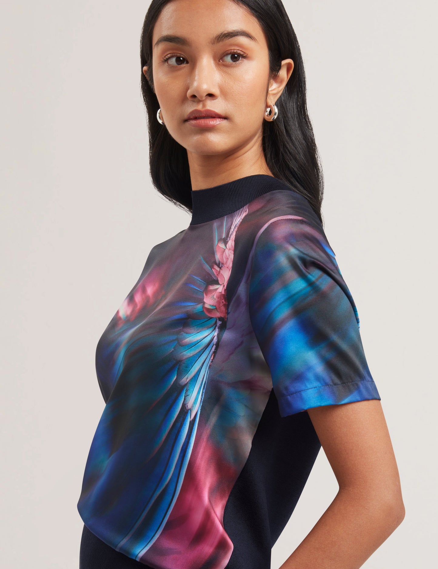 Women's MIMRAA-Woven Front Knitted Tee