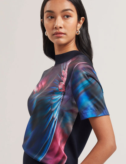 Women's MIMRAA-Woven Front Knitted Tee