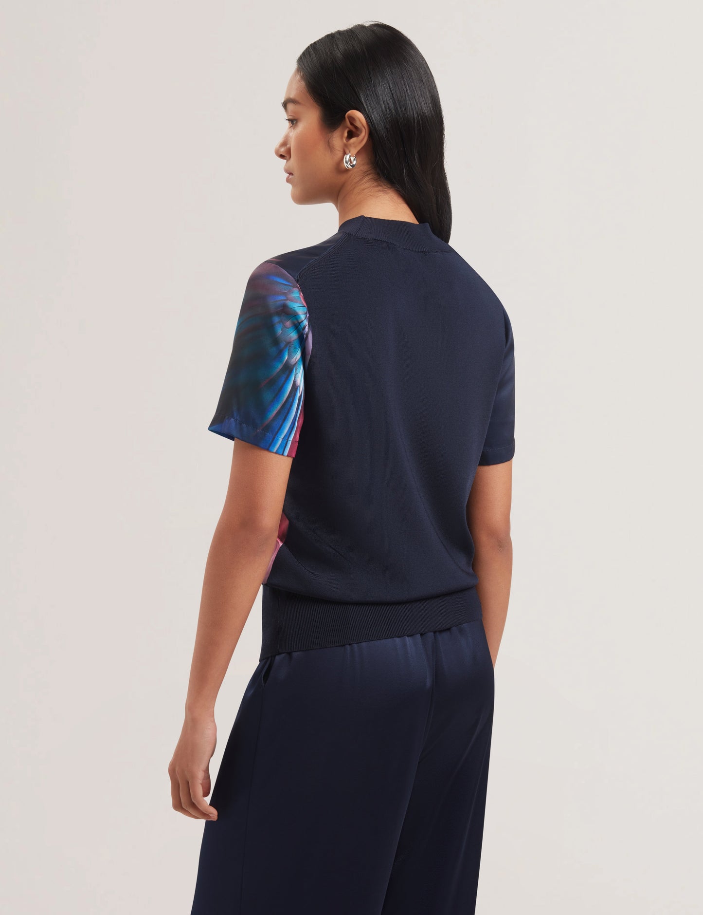 Women's MIMRAA-Woven Front Knitted Tee