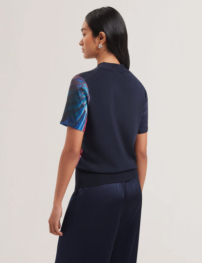Women's MIMRAA-Woven Front Knitted Tee
