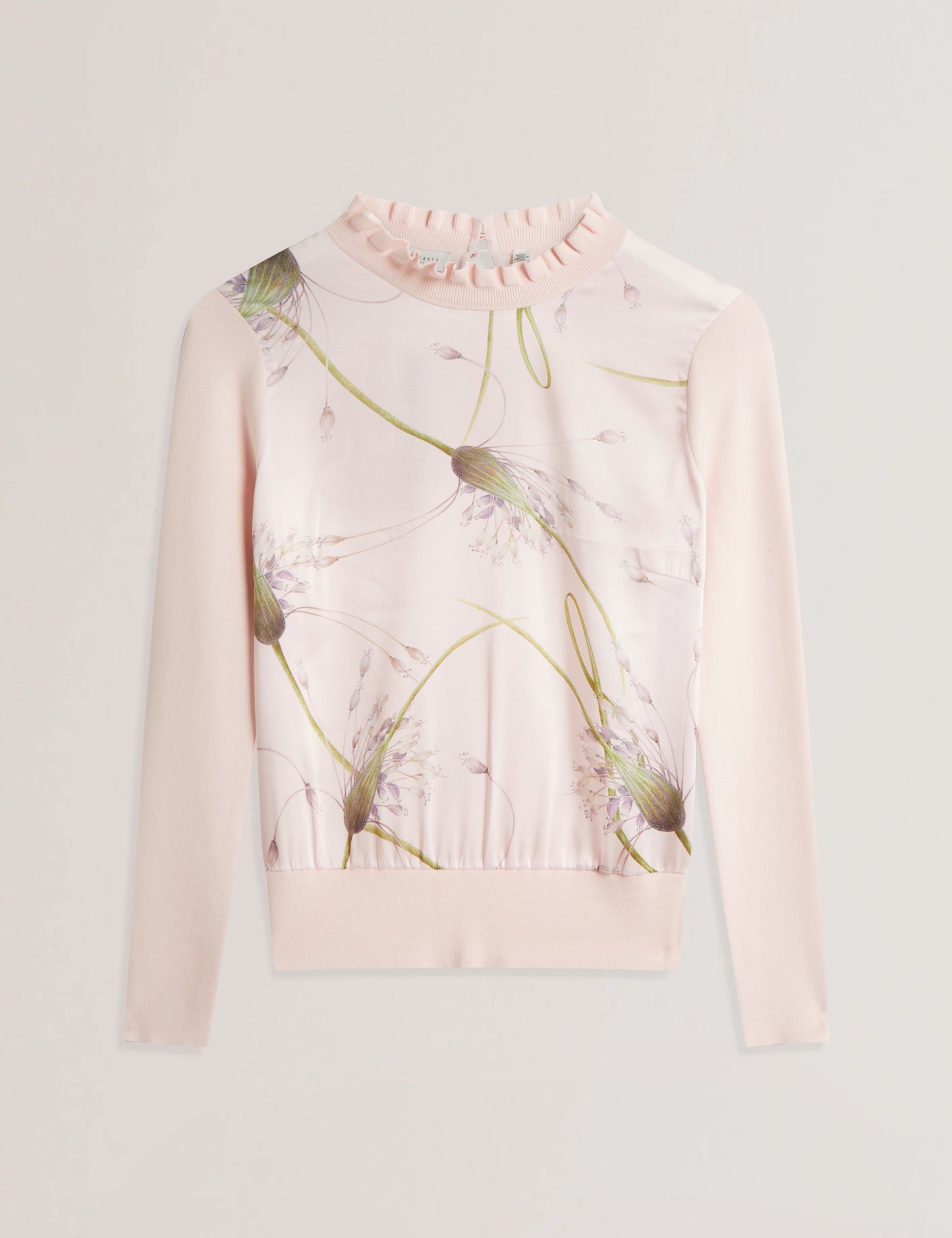 Women's VIVVYAN-Printed Woven Front High Neck Petal Pink