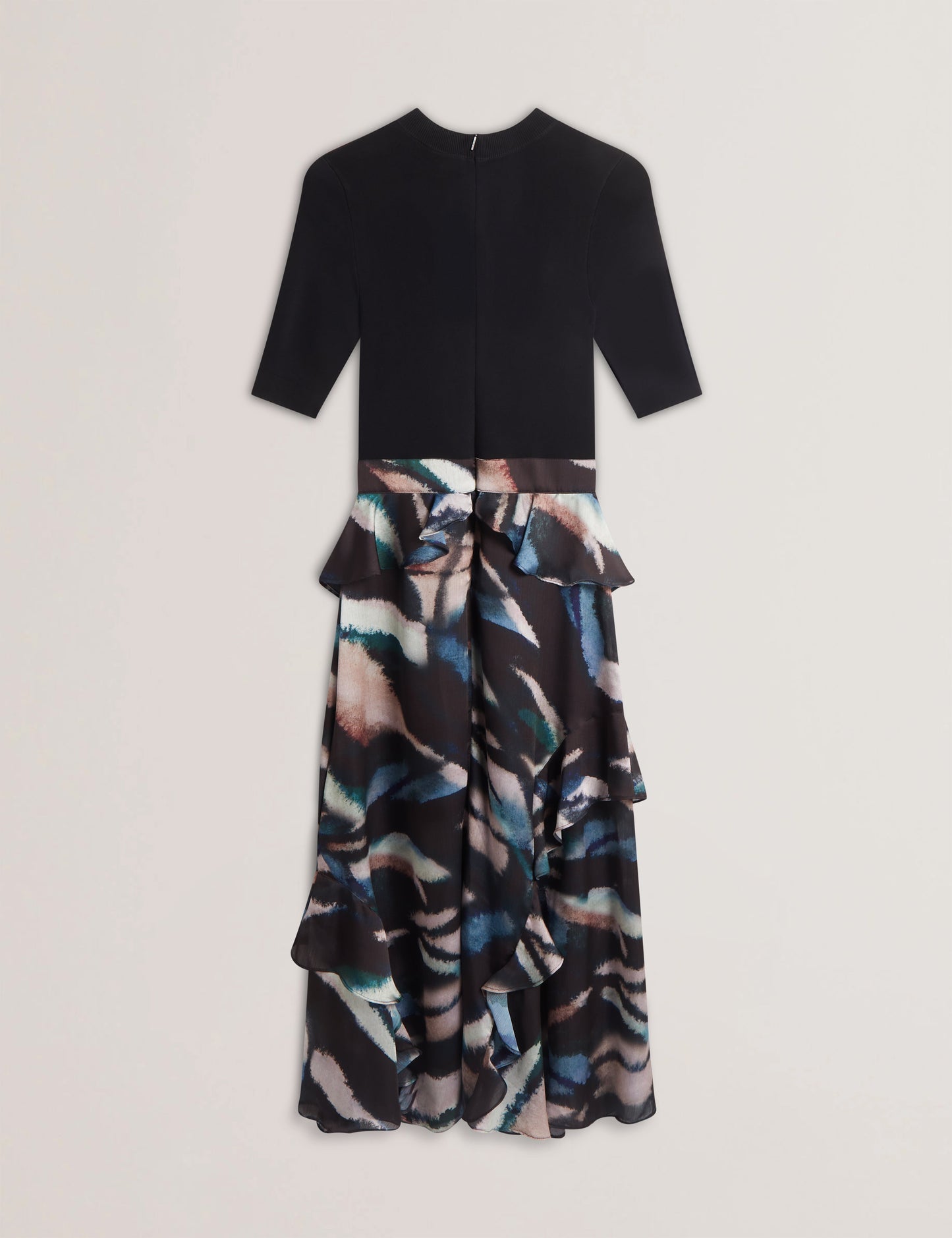 Women's AURELIO-Knit Bodice Printed Ruffle Dress