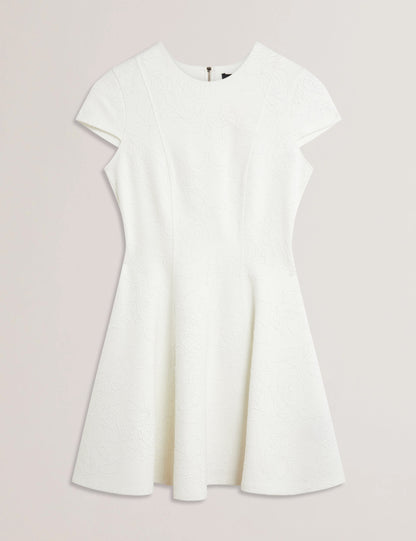 Women's CLODAA-Embroidered Ponte Mini Skater Dress