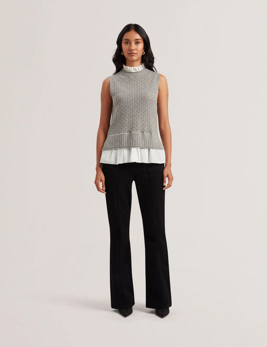 Women's TADENA-Knitted Tank With Shirt Hem Detail Grey