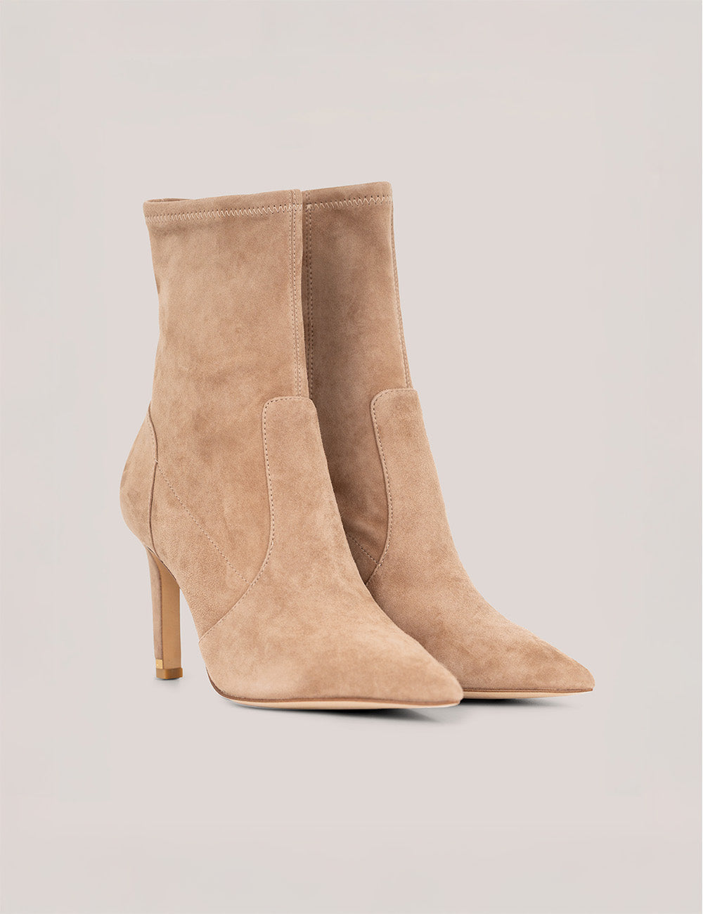 Women's PIPEER-Suede Heeled Sock Boot Tan